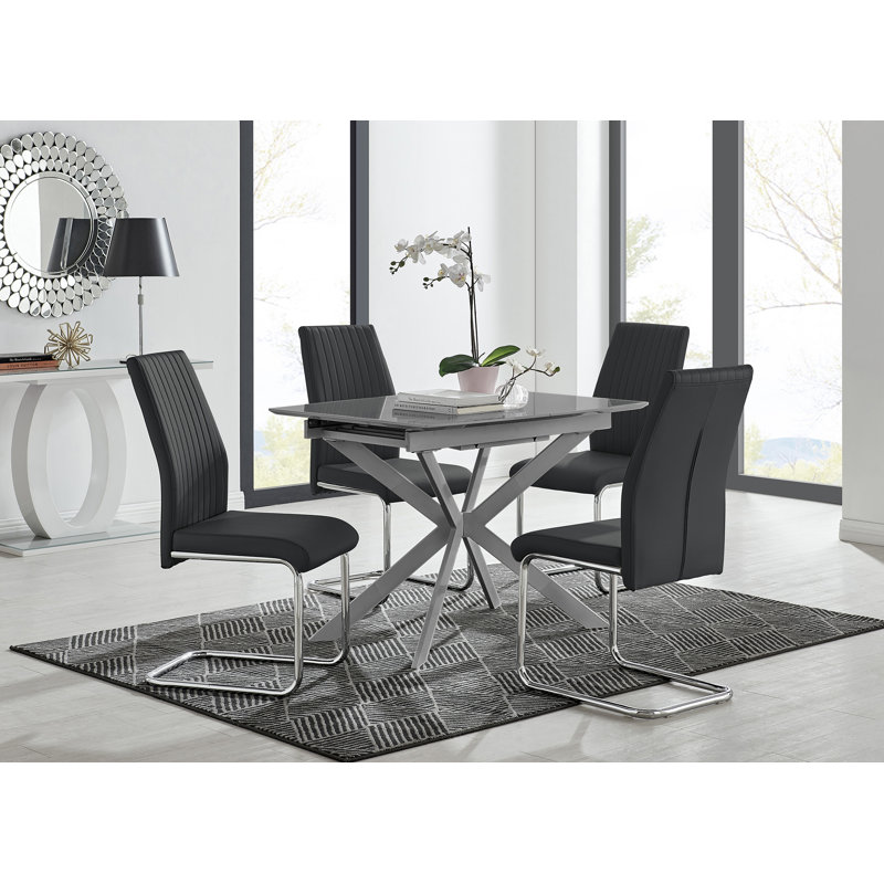 Tierra 4 -Person Dining Set, Black, 75H x 100W x 80D