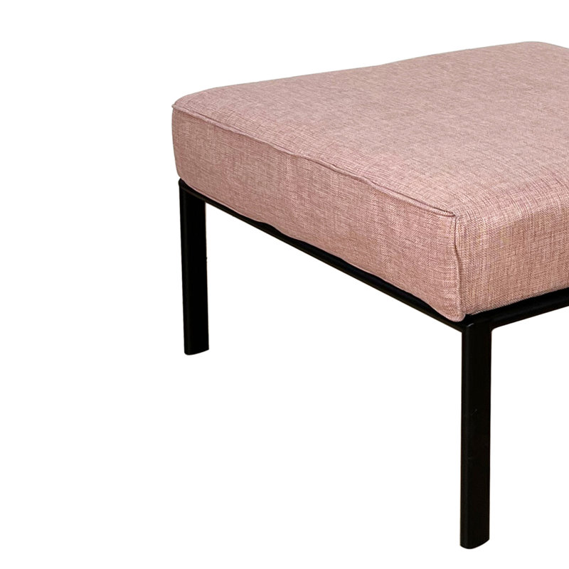 Repose-pieds de patio rose et noir avec pieds tubulaires en métal, Rose