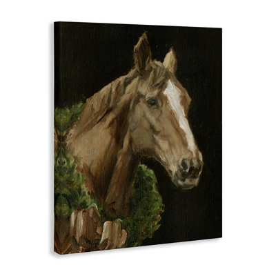 Horse with Seasonal Wreath Canvas Wall Art, design by Ethan Harper