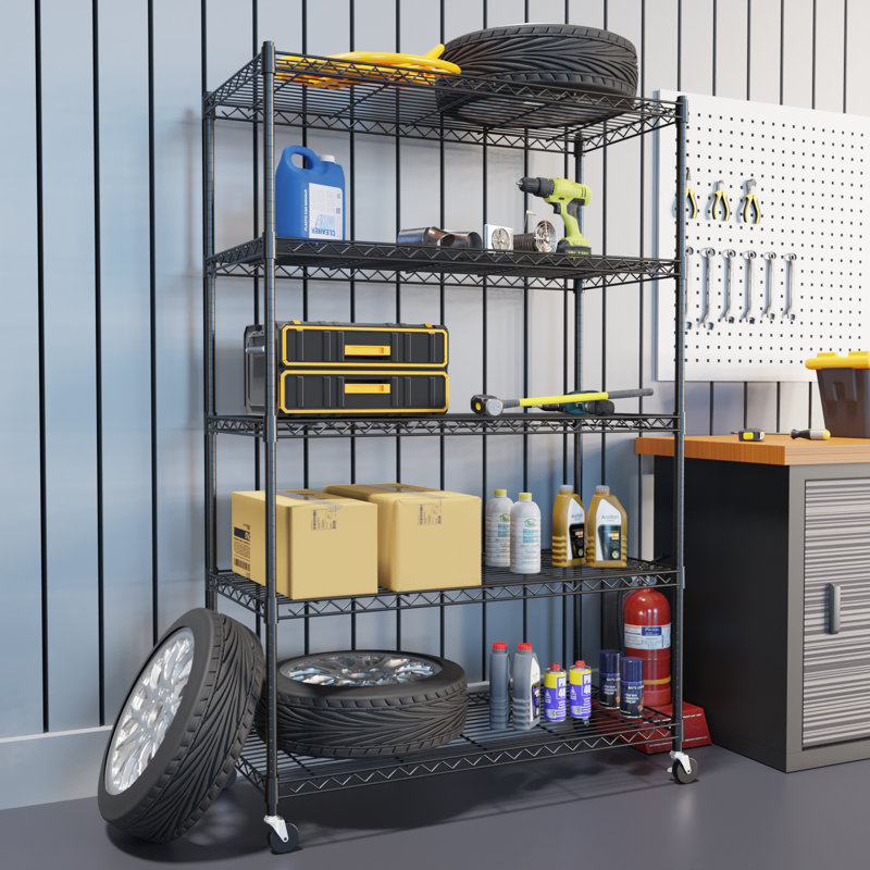 Heavy Duty 5 Tier Removable Metal Storage Shelving Unit With Thickened Wire
