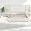 Grand lit plateforme avec panneau de rangement en MDF, velours beige moderne pour la maison