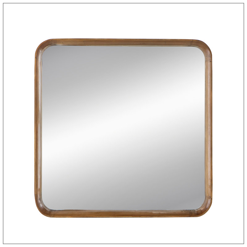 Miroir carré avec cadre en bois, miroir mural pour vestibule de salle de bain de salon