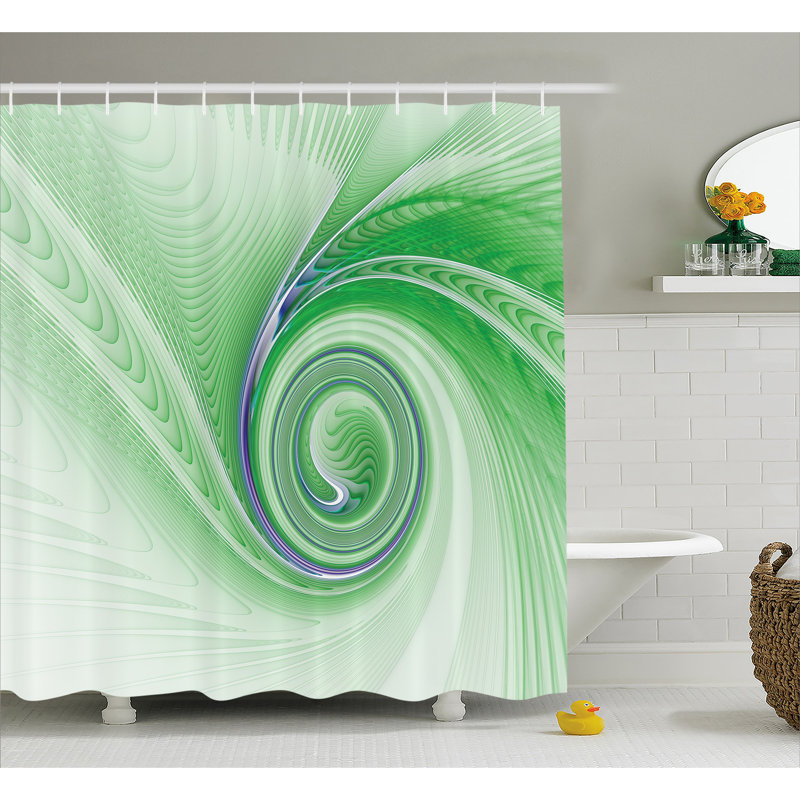 Rideau de douche simple à spirales en fractales abstraites Aleshia, l 69 po x L 75 po