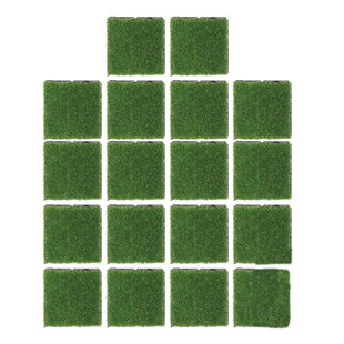 Artificial Grass Tiles Interlocking Turf Deck Set 18 Pack - 12"X12" Synthetic Fake Grass Self-Draining Mat Flooring Decor Pad For Dog Pet Indoor Outdoor (Set of 18)