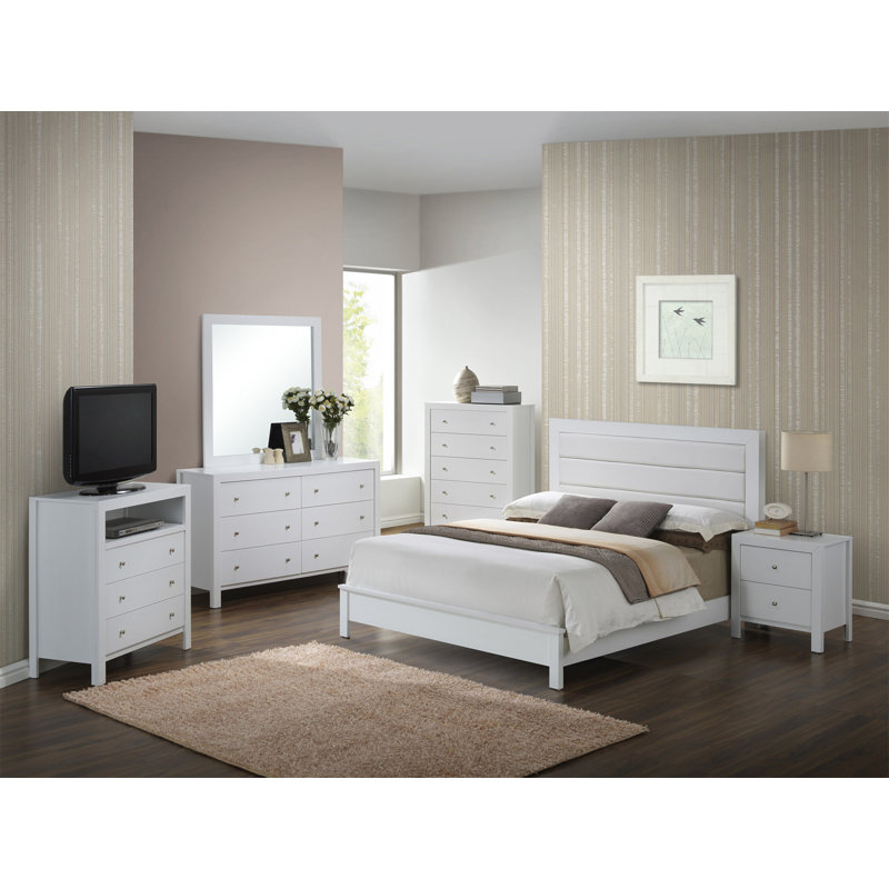 Chic White Transitional King Bed