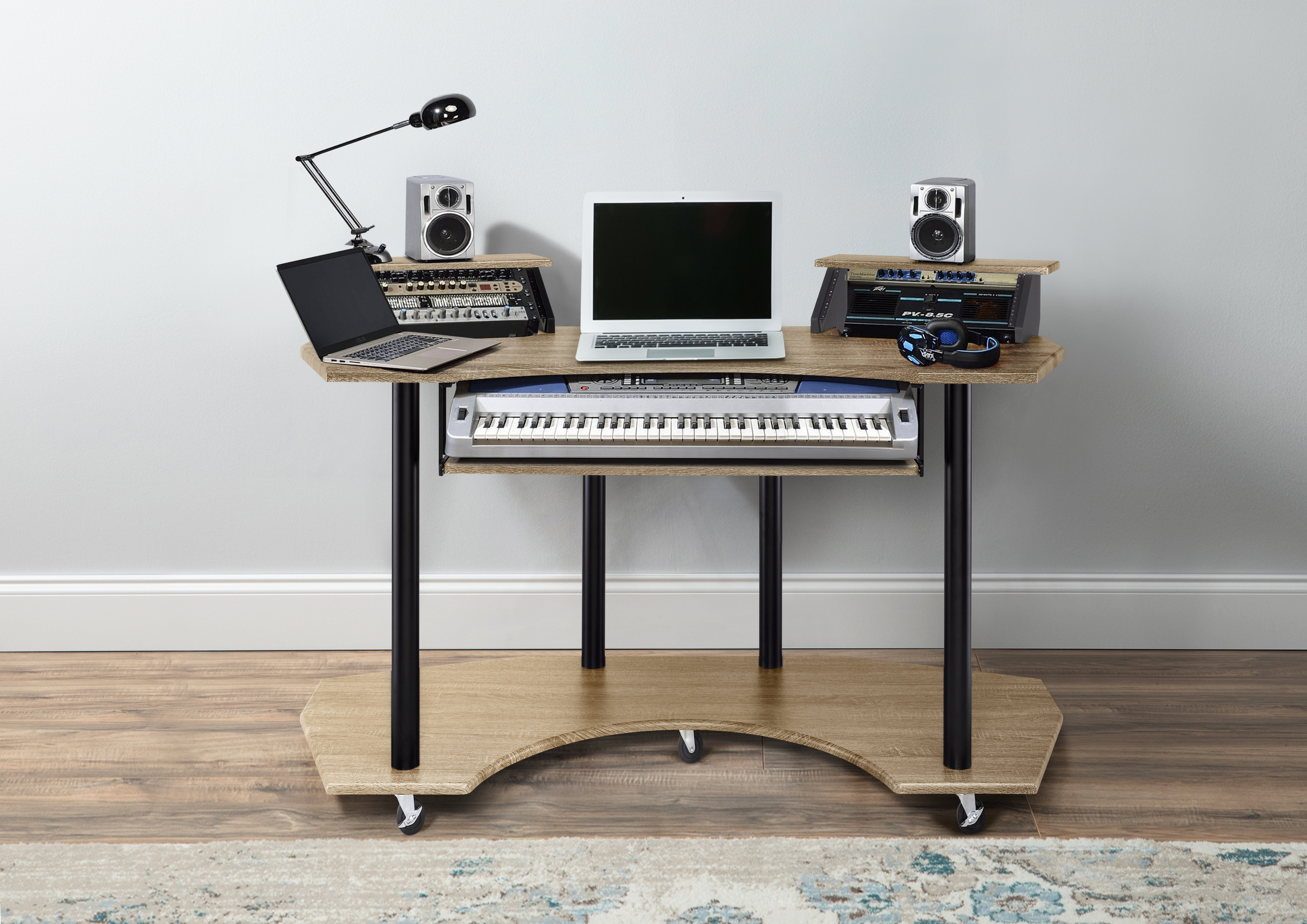 Music Desk, Computer Desk with Keyboard Tray, Studio Desk for