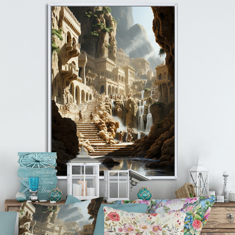 "Datra", art du pèlerinage Hadj IV, reproduction d'art sur toile, H 20 po x l 12 po x P 1 po, Cadre flottant blanc
