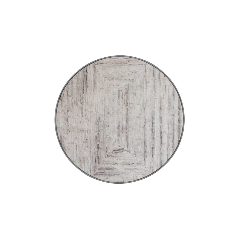 Machine Washable Gray Area Rug, Round 4'