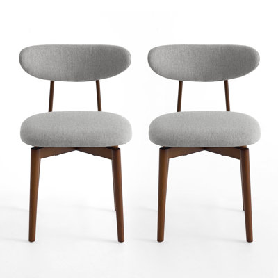 2-Piece Cotton-Linen Set With Curved-Back Wooden Dining Chairs