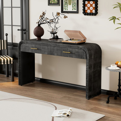 Console à silhouette rétro unique avec style ouvert, deux tiroirs supérieurs pour l'entrée, la salle à manger et le salon