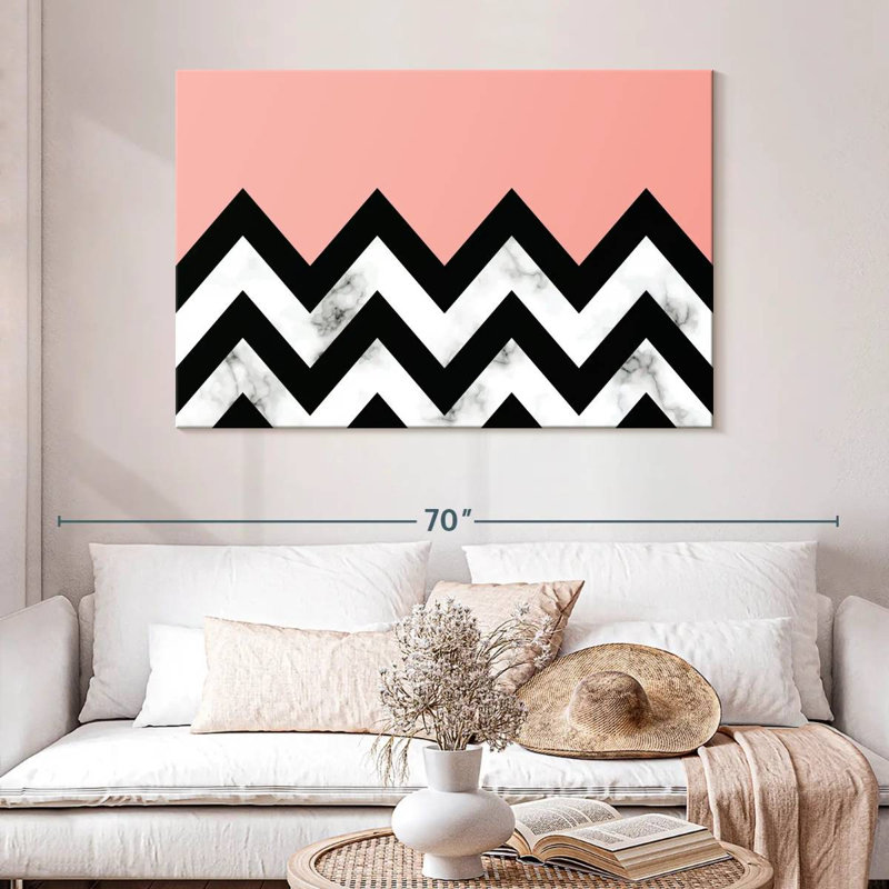 Avery Abstract Zigzag Marble Contrast, 32" H x 48" W