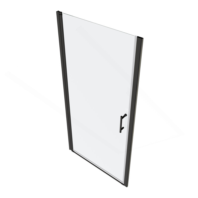 Porte de douche pivotante universelle polyvalente avec finition en verre trempé de pointe, Noir, noir, noir, noir