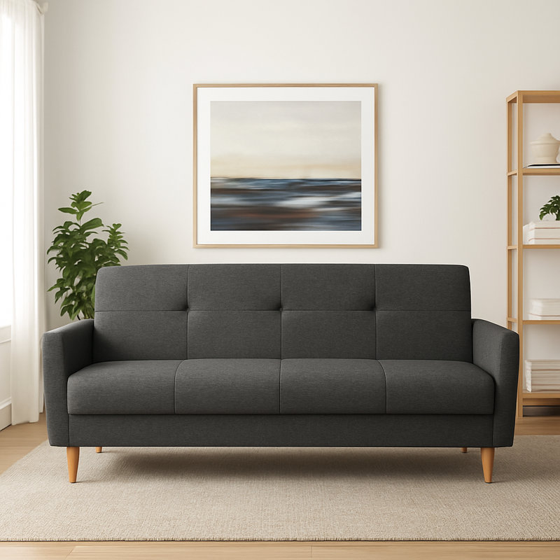 Kale 80.7" Wide Upholstered 3-Seat Sleeper Sofa, Dark Gray