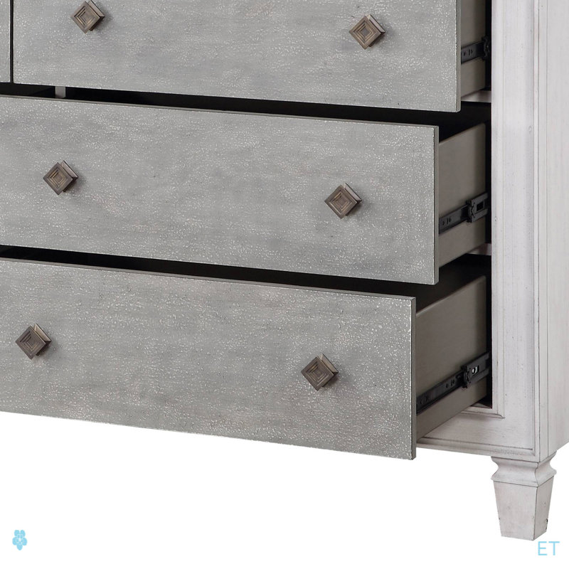 Commode Katia gris rustique et blanc vieilli