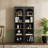 Free Standing 5 Tier Bookshelves, Bookcases Set Of 2, Farmhouse Two-Tone Storage Cabinet With Adjustable Shelves, Modern 72"H Kitchen Pantry Cabinet For Living Room, Home Office, Black-1228625923