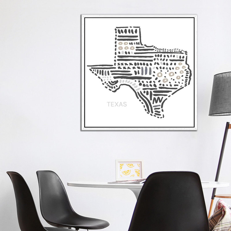 Texas - Painting on Canvas, White Framed, 93.98 cm H x 93.98 cm W