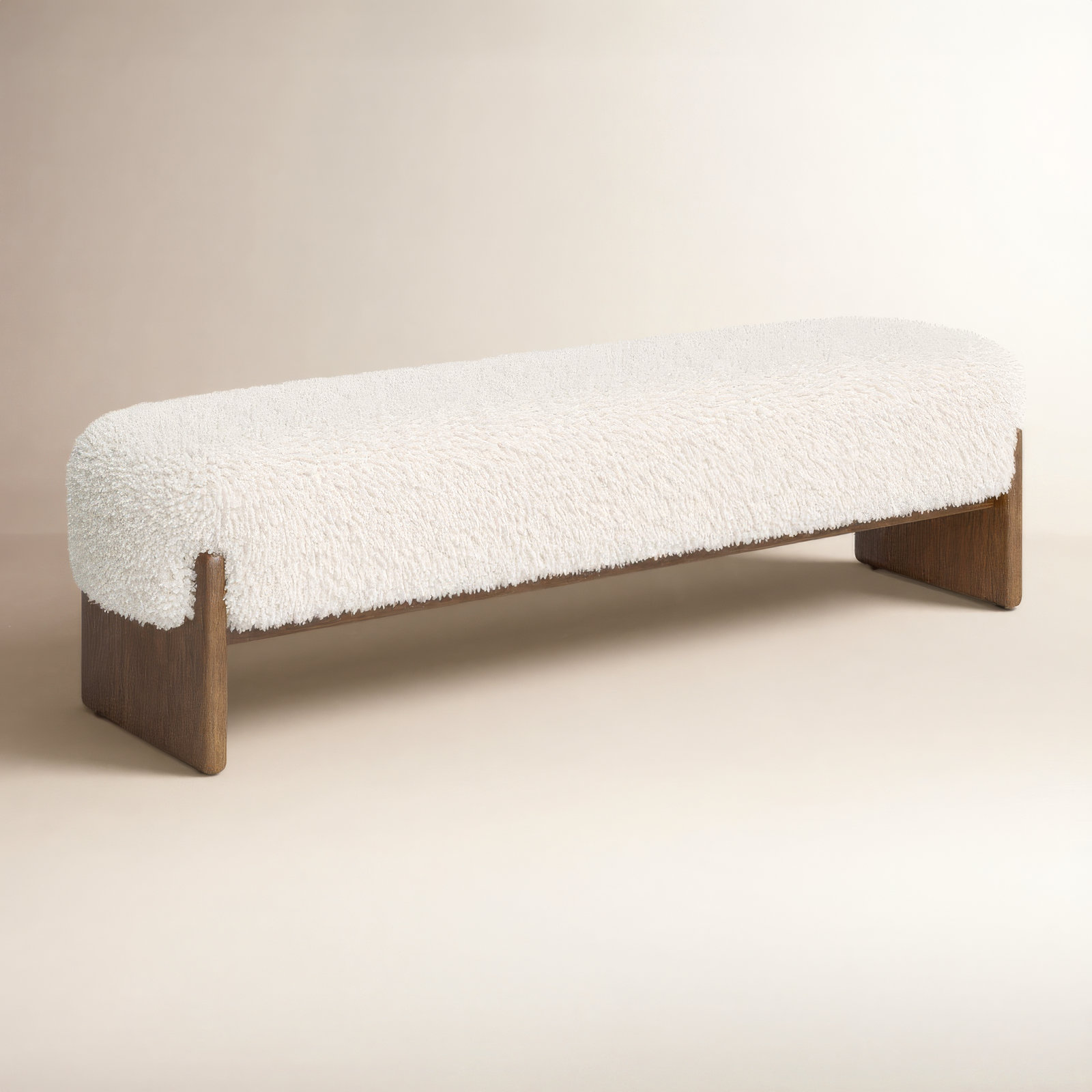 Gusman 76" Bedroom Bench, Andes Natural Teddy