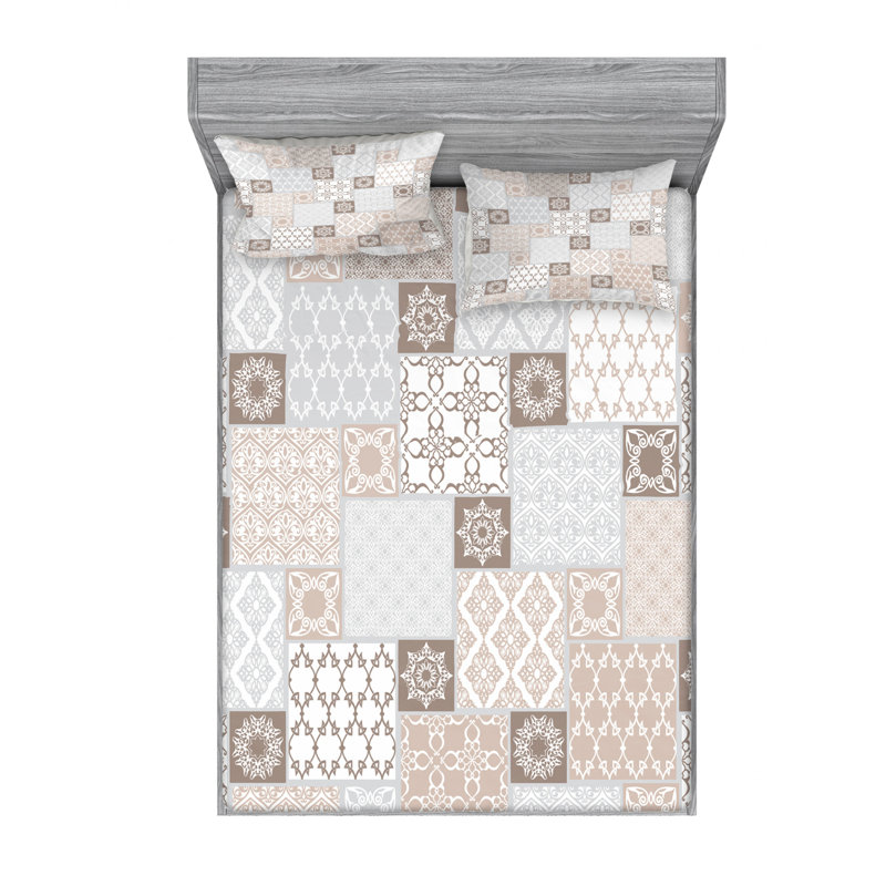 Microfiber Damask Sheet Set, Full Sheet Set with Fitted Sheet
