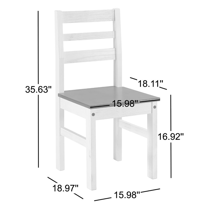 Chaise en bois massif (ensemble de 2) blanc vieilli | Red Barrel Studio®