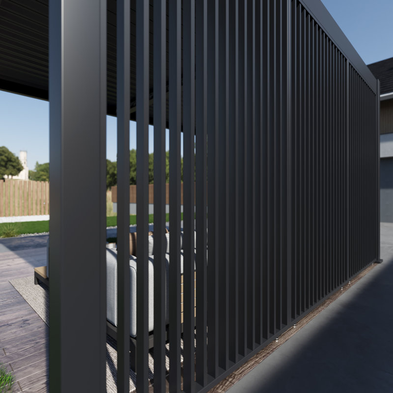 Pergola à persiennes Grand Tuscan 12 x 20 avec panneau latéral vertical fixe de 20 pi, H 101 po x l 233 po x P 144 po