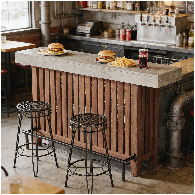 Table basse, unité de bar, table de bar, Brun, Beige