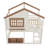 Full Size Bunk Bed/Loft Bed with Bookshelf, House Design, High-Quality Safety Fencing,Beige & Natural-1198607903-1198607898