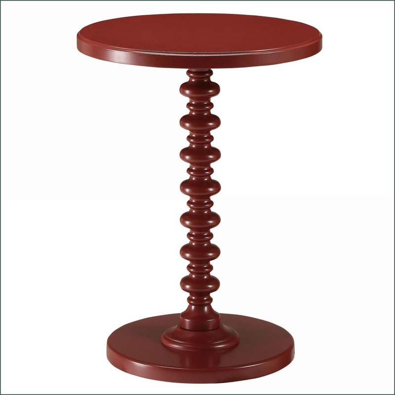 Table basse ronde en bois massif rouge, peu encombrante pour une surface pratique, Rouge