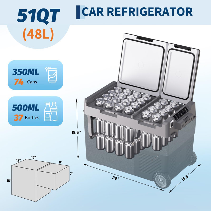 Réfrigérateur-congélateur à compresseur à deux zones 51QT 48L