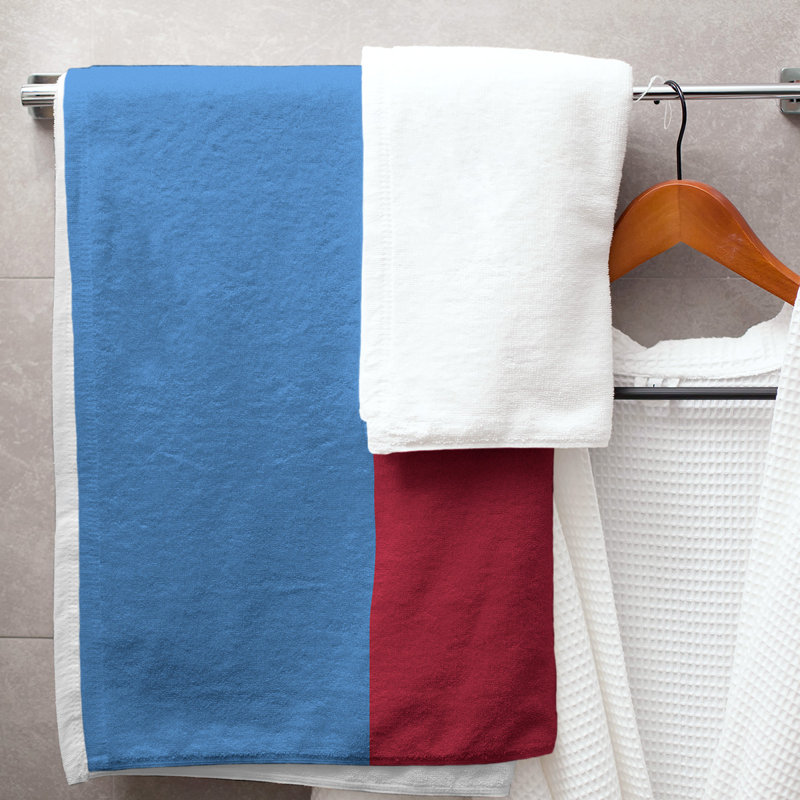 Bath Towel, Blue/Maroon