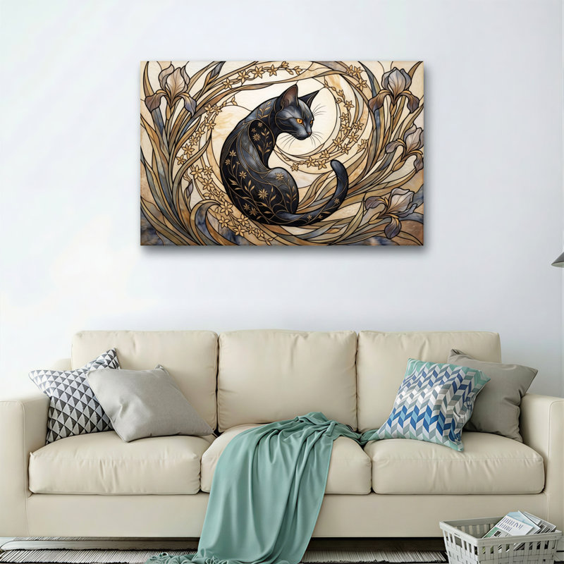 Ensemble de 1 tableau sur toile représentant un chat artistique, 36"H x 48"W, Wrapped Canvas