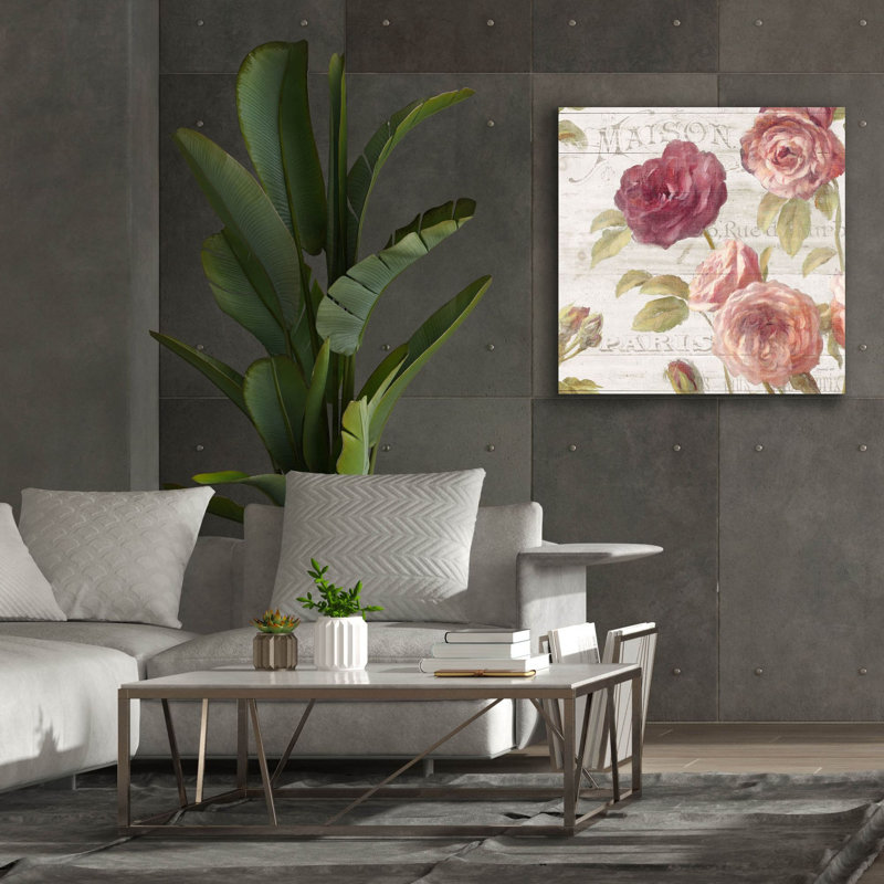 «French Roses 5» par Danhui Nai, art mural sur toile, H 37 po x l 37 po