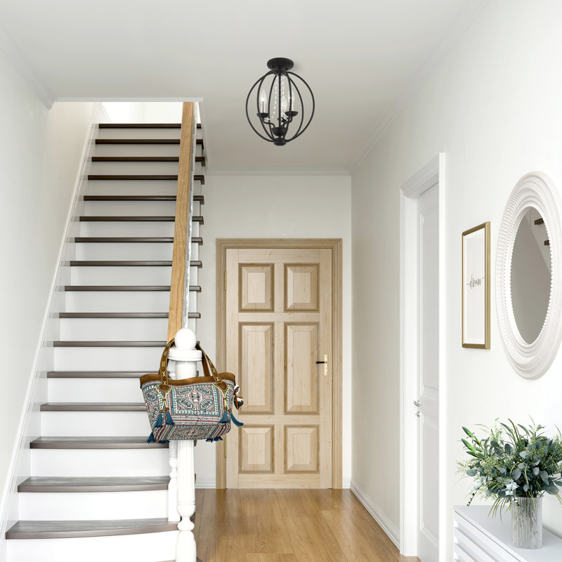Ledjon 3 - Light Dimmable Globe Chandelier, Black/Brushed Nickel