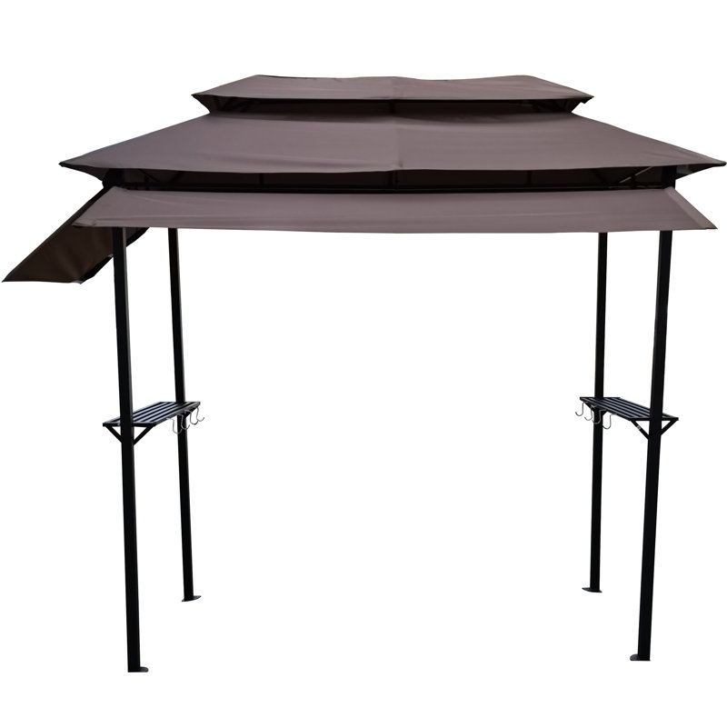 Pavillon de jardin en métal avec finition thermolaquée et base stable, Marron foncé