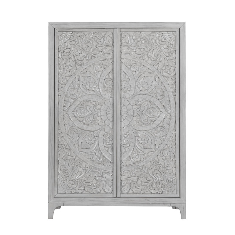 Armoire ornée sculptée, Gris clair