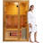 2-Person Far Infrared & Steam Dual-System Sauna Room, Hybrid Indoor Wooden Sauna with 3.5KW Heater, 6 Heating Elements and Heating Stove, Built-in Sound System, Oxygen Bar, 7-Color Lights,220V