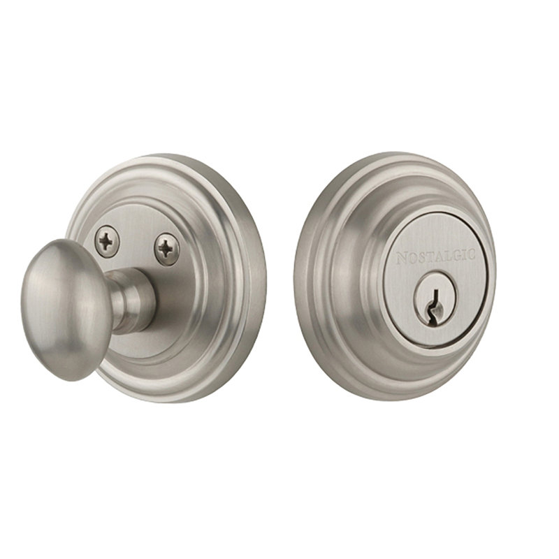 Pêne dormant à cylindre simple Nostalgic Warehouse Classic Rosette, 2.75", Nickel satiné, Clé identique