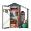 Rangement en métal 2 en 1 avec fonction imperméable, idéal pour une utilisation intérieure et extérieure, assemblage facile, objets de valeur à compartiments verrouillables, brun, tablette pouvant supporter jusqu'à 70 lb, abri de jardin compact en bois de chauffage