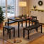 Ensemble de salle à manger pour 6 personnes Pendry, table de salle à manger avec 2 bancs longs et 2 bancs courts-1812569331