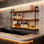 Support à vin mural moderne de 39 po avec lumières à DEL, tablettes flottantes pour boissons alcoolisées à 3 niveaux, support à vin mural en métal rustique pour la maison, le restaurant, le bar commercial, la cuisine