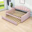 Tamez Full Wooden Daybed Frame with Shall Shaped Backrest and Trundle-1494091386