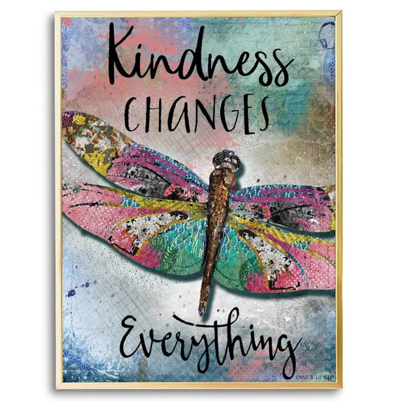 Kindness Changes Everything Print by Jennifer Lambein, 26" H x 20" W x 2" D, No Mat, Gold Floater Framed Canvas
