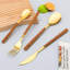 Ensemble de couverts 16 pièces pour 4? Élégant acier inoxydable avec poignées en faux bois, facile à transporter-663184198