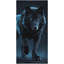 Serviette de plage en microfibre à séchage rapide et loup noir cyan, 60 x 80 po