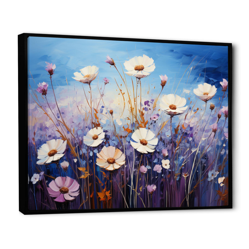 Bleu bleuet en cascade III - impression, H 16 po x l 32 po x P 1 po, Cadre flottant noir