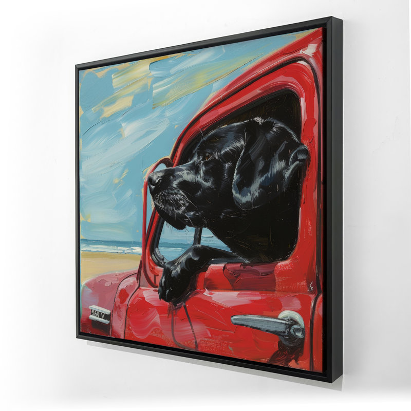 «Travel Buddy», art sur toile encadré rouge