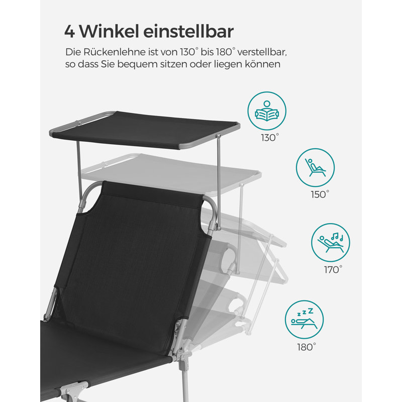 Carrew 193 cm Long Single Chaise, Black