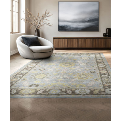 March Traditional Oriental Sky Machine Washable Rectangle Area Rug, 5' x 6'11''