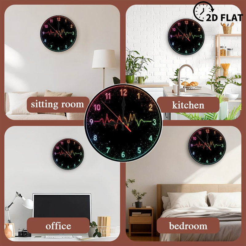 Neon effect Clock With Waveform