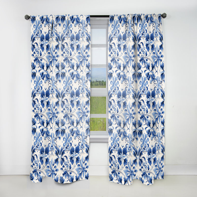 Motif victorien Cobalt, L 52 po x L 90 po