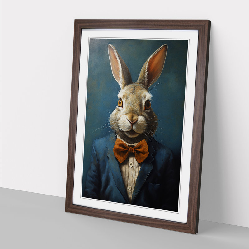 Rabbit Expressionism No.4 - Framed Print, 64cm H x 46cm W x 2cm D, Walnut 